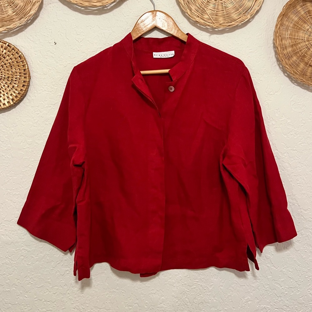 Vintage red linen top